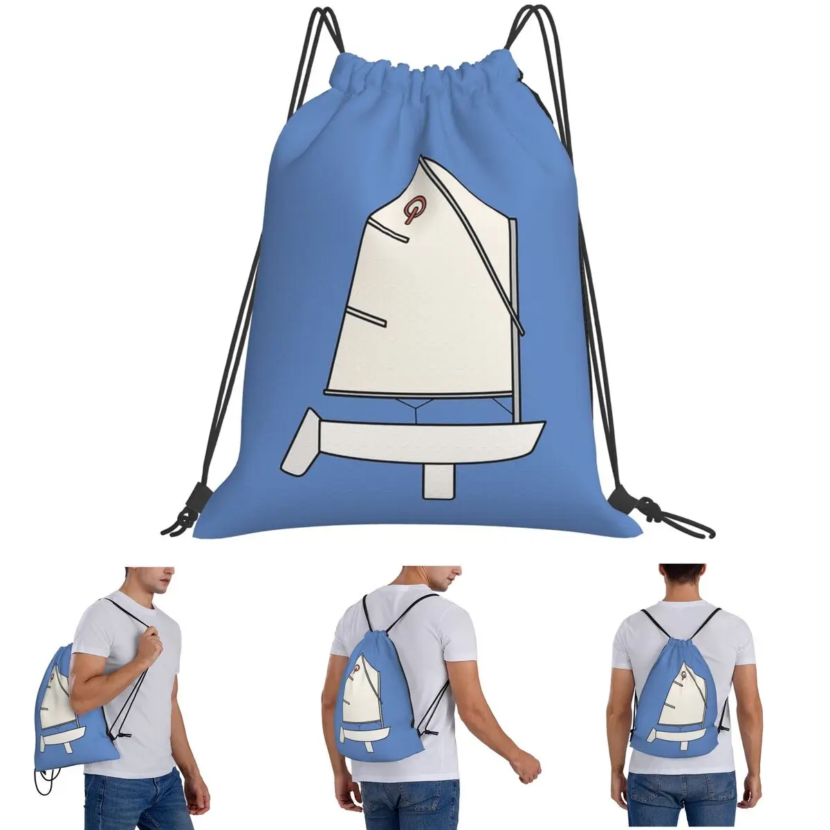 Sacs à dos Optimist Sailboat, sacs de sport décontractés à cordon de serrage, sacs à livres pour voyage et école