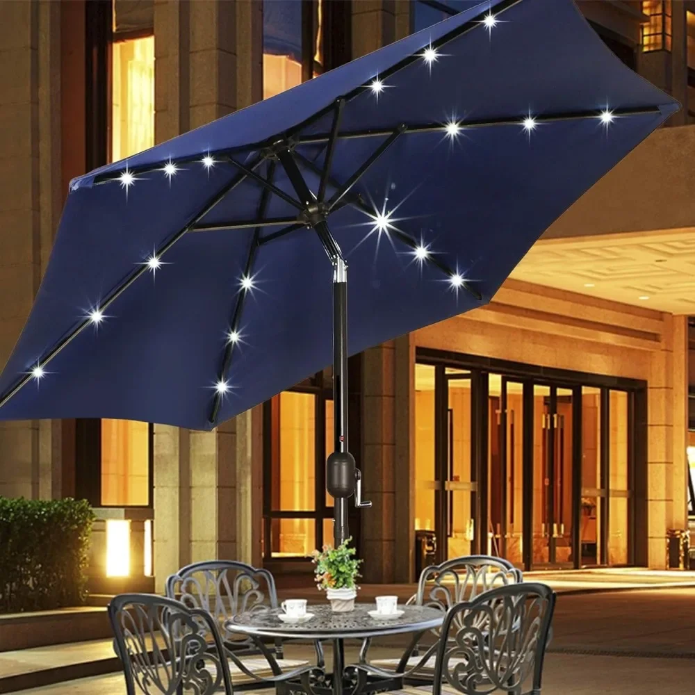 7.5 Ft Solar Umbrella, 18 LED Lighted Patio Umbrella, Table Market Umbrella