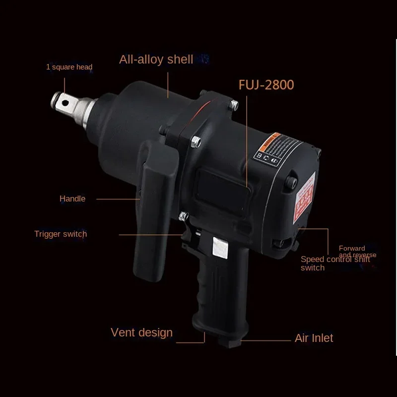 2800N-M Pneumatic Air Wrench Industrial Grade Large Strong Torque Pneumatic Impact Wrench Auto Repair Tools 4600Rpm