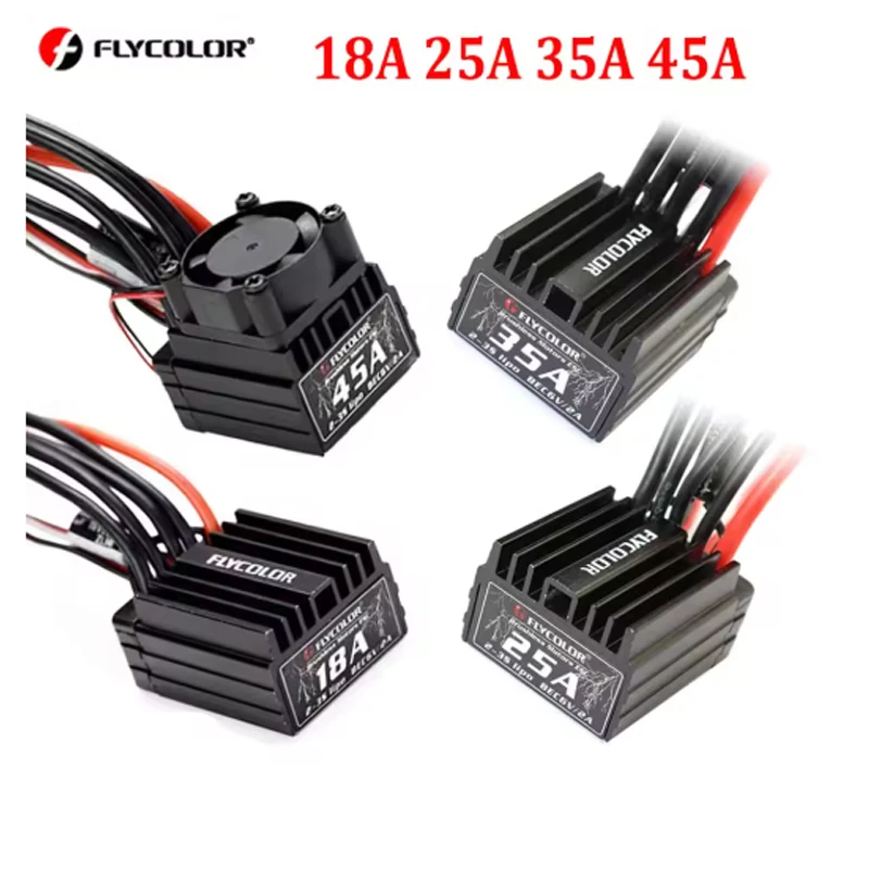Flycolor Lightning 18A 25A 35A 45A سيارة مقاومة للماء ESC 2-3S لـ RC 1/10 1/16 1/18 سيارات وحدة تحكم في السرعة الكهربائية بدون فرش