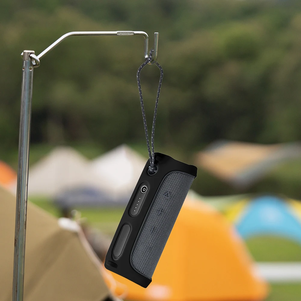 Soft Speaker Sleeve Portable Speaker Protective Cover with Shoulder Strap and Carabiner Protective Case for JBL FLIP ESSENTIAL 2