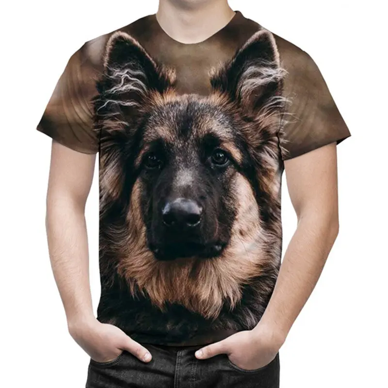 Summer Men's Funny Casual Plus Size Round Neck Tshirt Cute Dog 3D Printed T Shirt Short Sleeved image 5