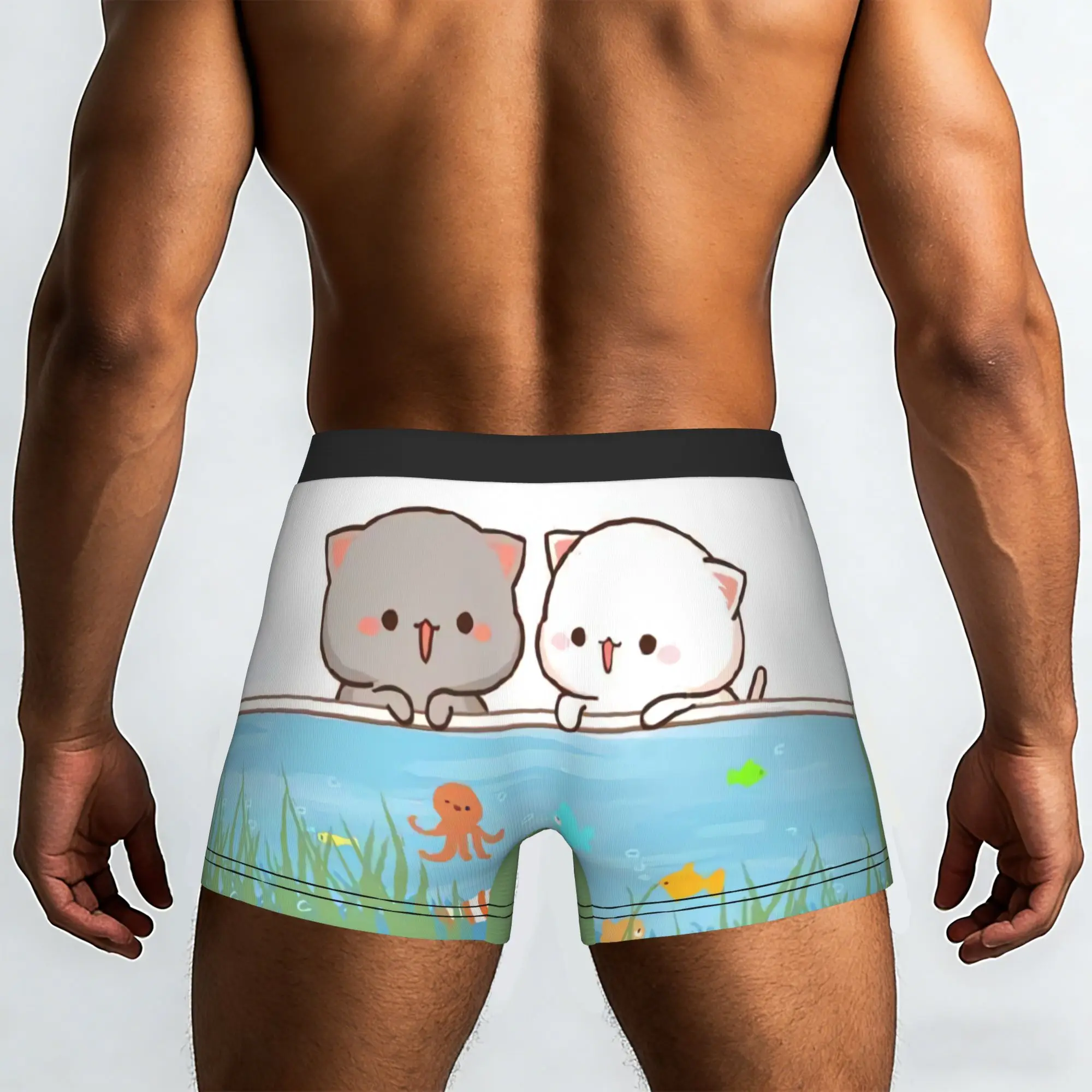 Customized Peach And Goma Boxer Shorts For Homme 3D Print Cute Mochi Cat Underwear Panties Briefs Soft Underpants