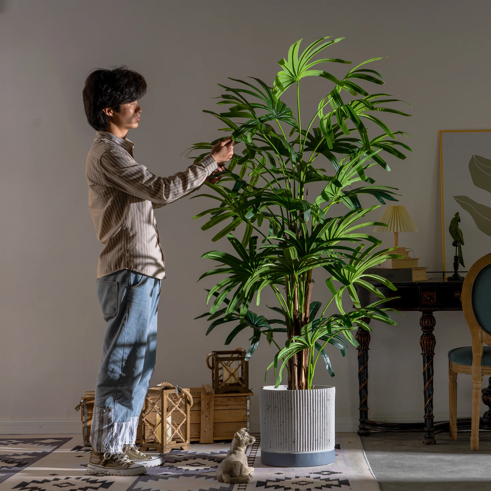 

Simulated palm bamboo palm tung loose-tailed sunflower fake tree green plant decoration bionic indoor living room window landsca
