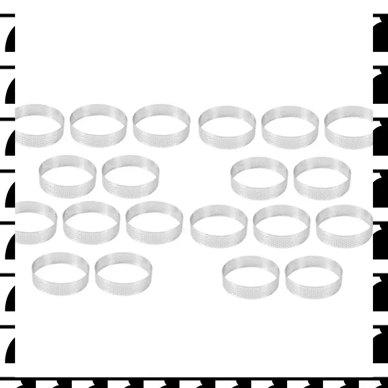 

A44U 20Pcs 8Cm Circular Tart Rings With Holes Stainless Steel Fruit Pie Quiches Cake Mousse Mold Kitchen Baking Mould Rings