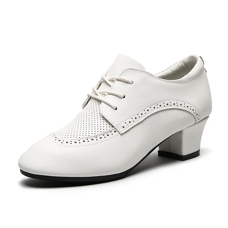 XIHAHA Woman Sneaker Ballet Shoes Women Latin Dance Shoes Leather Lace-up Ballroom Shoe Girls Tango Salsa Performence Practice