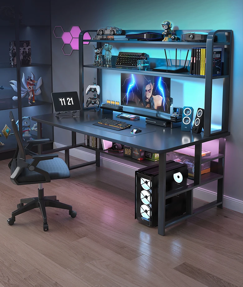 

E-sports home desktop computer desk bookshelf integrated student home minimalist workbench