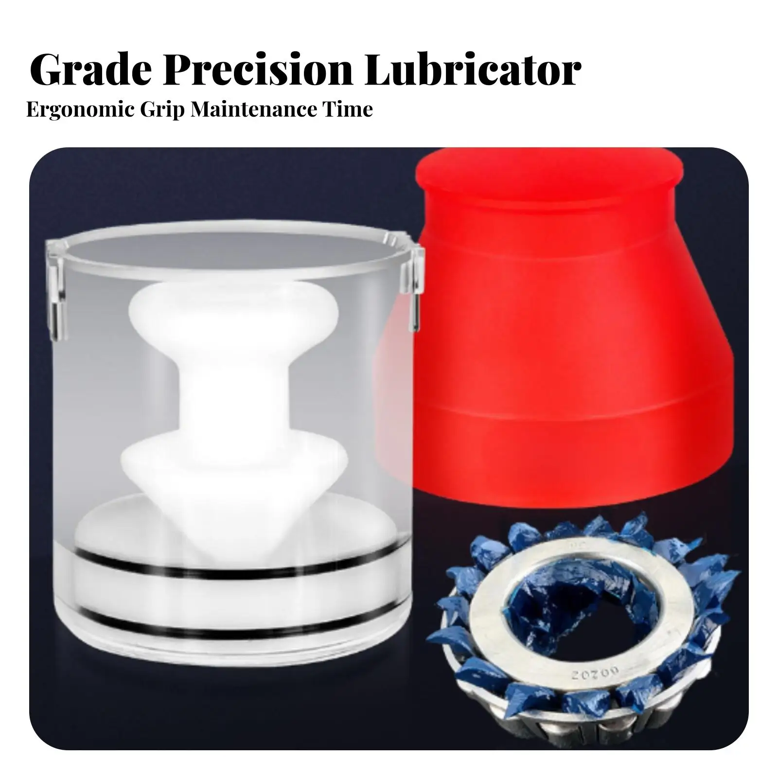 Portable Grease Filler for Bearings Manual Lubricant Injection Tool Plastic Body with Clear Sleeve and Clip for Workshop Garage
