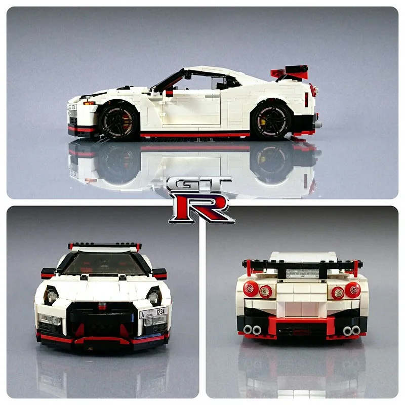 MOC-20518 White New GTR R35 Supercar Assembly Stitching Building Block Model 1006 Building Block Parts MOC Creative Toy Gift