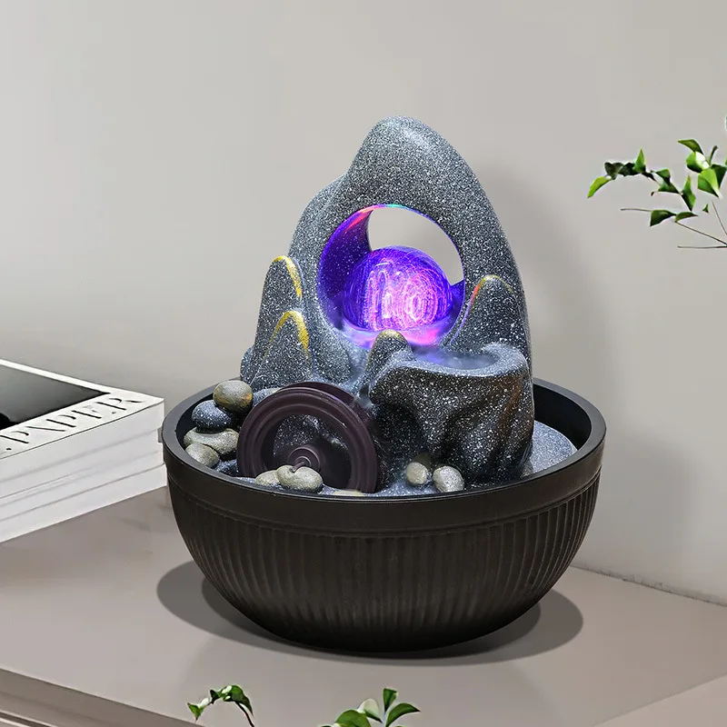 Desk alpine flowing water makes money feng shui wheel ornament comes and goes crystal ball