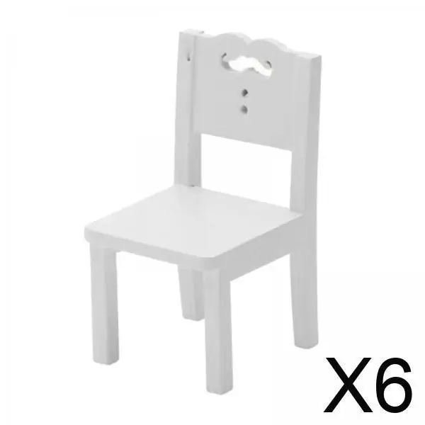 

6xDollhouse Chair Miniature Furniture Wooden Dollhouse Decor White Chair