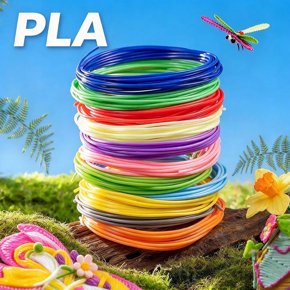 PLA Filament for 3D Pen，Color 3D Printing Material，Diameter 1.75mm,10/20/30 Colors, 100M 150M 200M, Colorless,Odorless and Safe