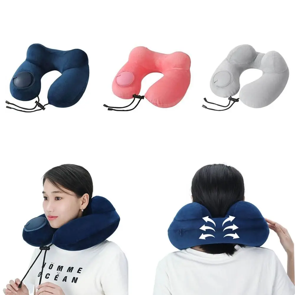 Weiches, tragbares U-förmiges Kissen, aufblasbares, ergonomisches Reisekissen, Doppelhöcker-Design, Nackenkissen
