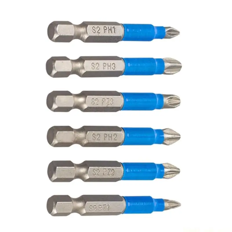 A2BE 6/12Pcs Screwdriver Bit Nonslip Shank Impact Drill Bit Crossed Bit