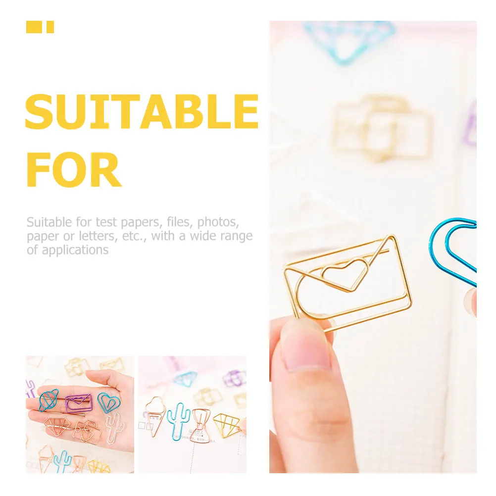 

60pcs Hollow-Out Paper Creative Alloy Paper For Office School File Fixing Clips Colored Metal Paperclips Decorative Document