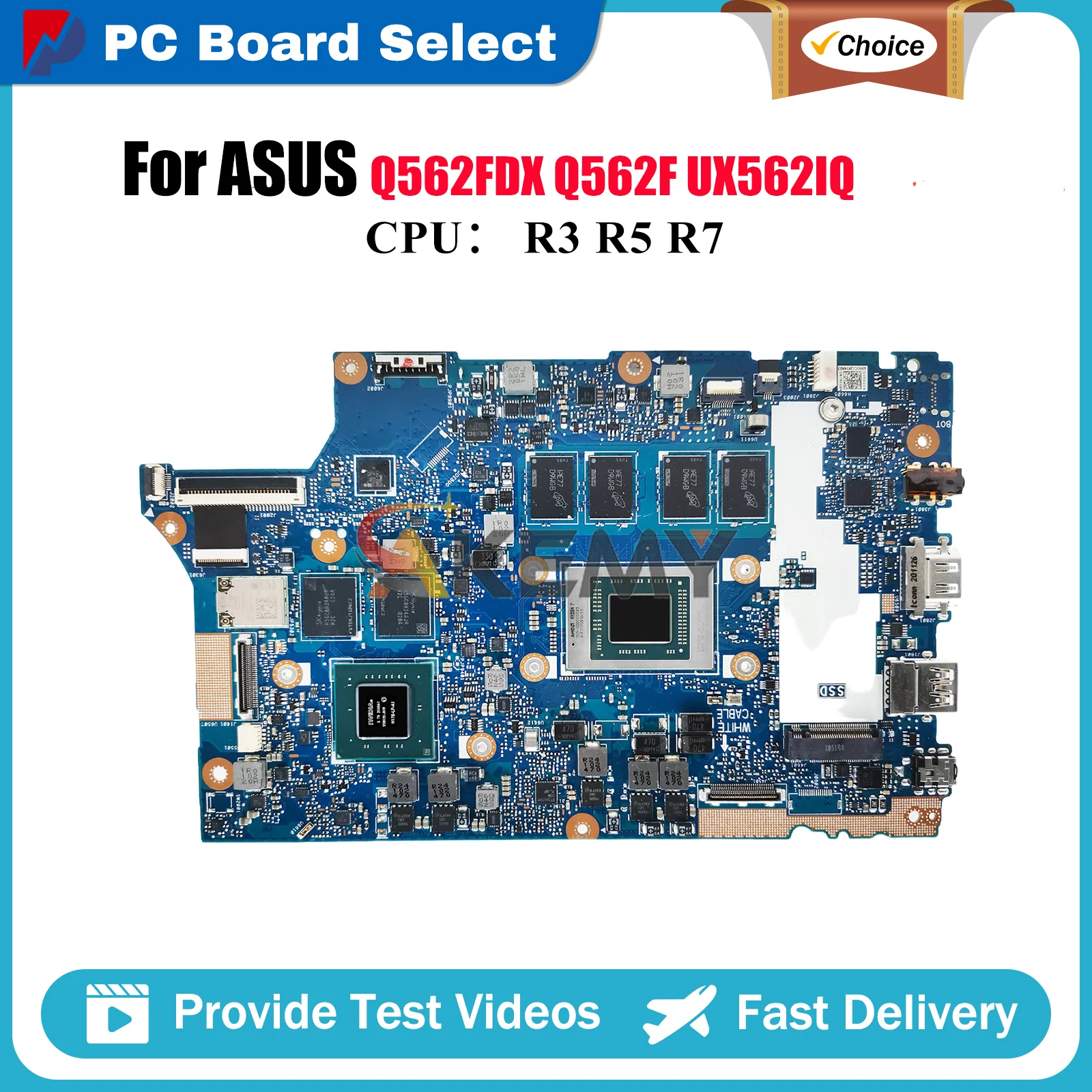 

UX562IQ Laptop Motherboard For ASUS ZenBook Q562FDX Q562F UX562 UX56IQ Notebook Mainboard With R3 R5 R7 CPU 100% tests OK stk