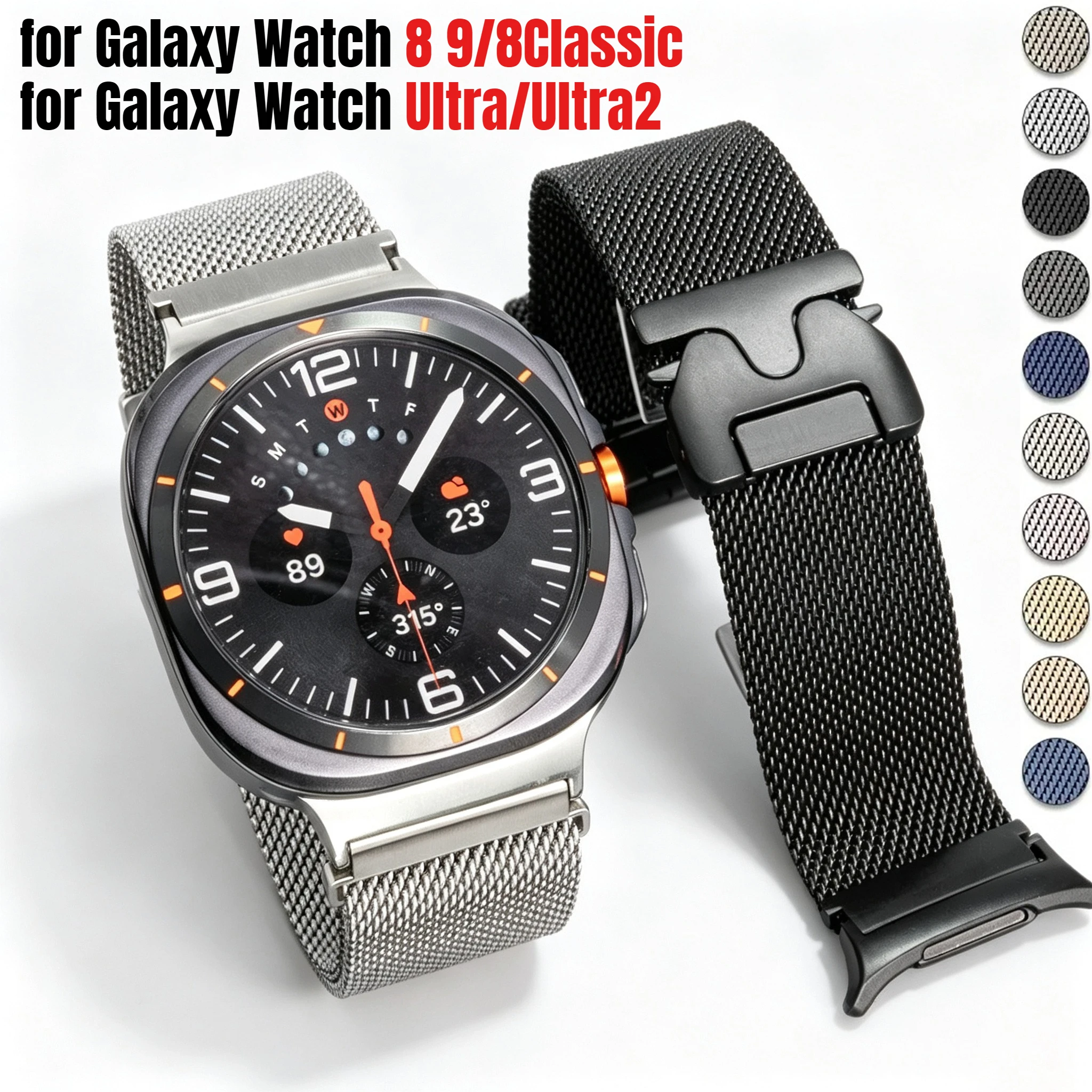 Magnetisches Milanaise-Edelstahlarmband ohne Lücken für Samsung Galaxy Watch 8 9/8Classic, Armband für Galaxy Watch Ultra 47mm