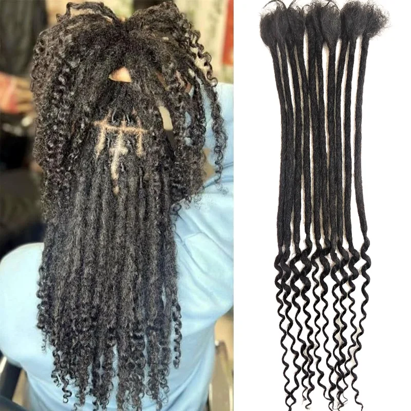 Парик из 100% человеческих волос с вьющимися концами и дредами.