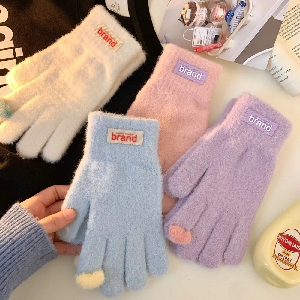 Durable Exposed Finger Touch Screen Gloves Polyester One Size Winter Cold Proof Gloves Knitted Gloves Outdoor Activities