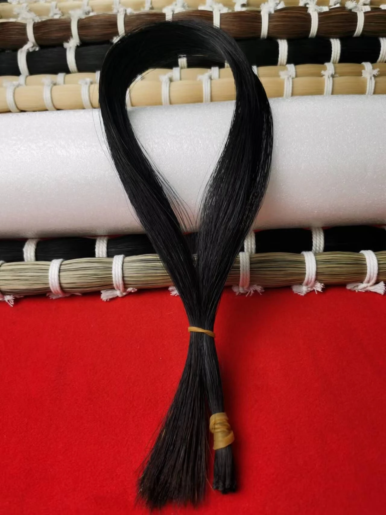 5 hanks violin viola cello double bass Mongolia natural black bow hair horse tail 80-85 cm