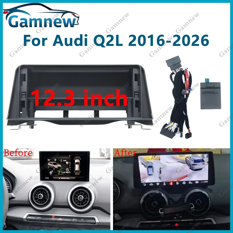 12.3 Inch Car Frame Fascia Canbus Box Decoder Android Fitting Panel Kit For Audi Q2L 2016-2026