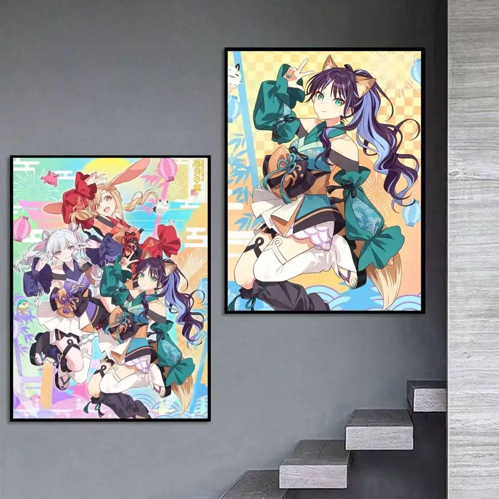 C-Cosmic P-Princess Kaguya Design  Poster Self-adhesive Art Waterproof Paper Sticker Coffee House Bar Room Wall Decor