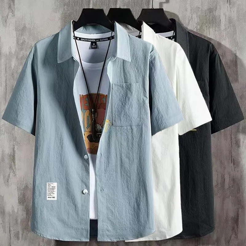 

Мужская летняя тонкая свободная повседневная футболка из ледяного шелка в корейском стиле, с принтом, не требующая глажки