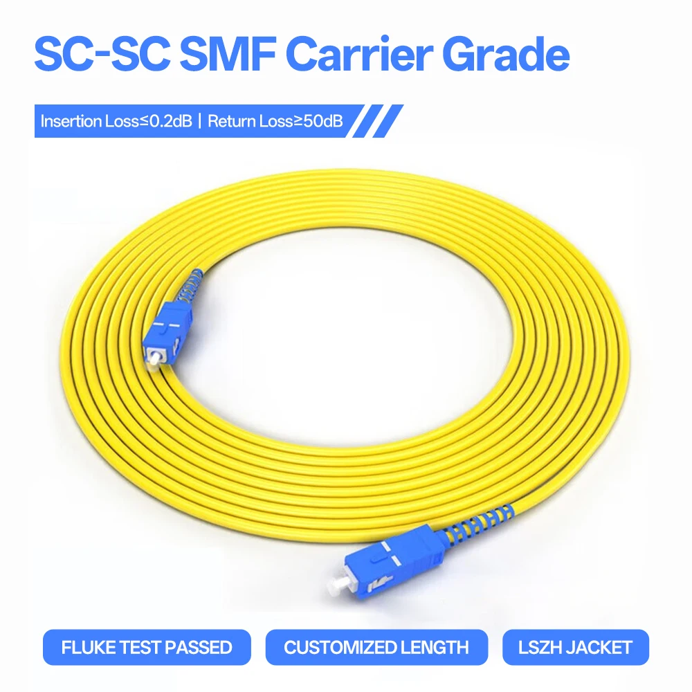 SC‑SC UPC Single Mode Fiber Optic Patch Cord Simplex Single Core Telecom Grade For FTTH CATV LAN Network Communication Room