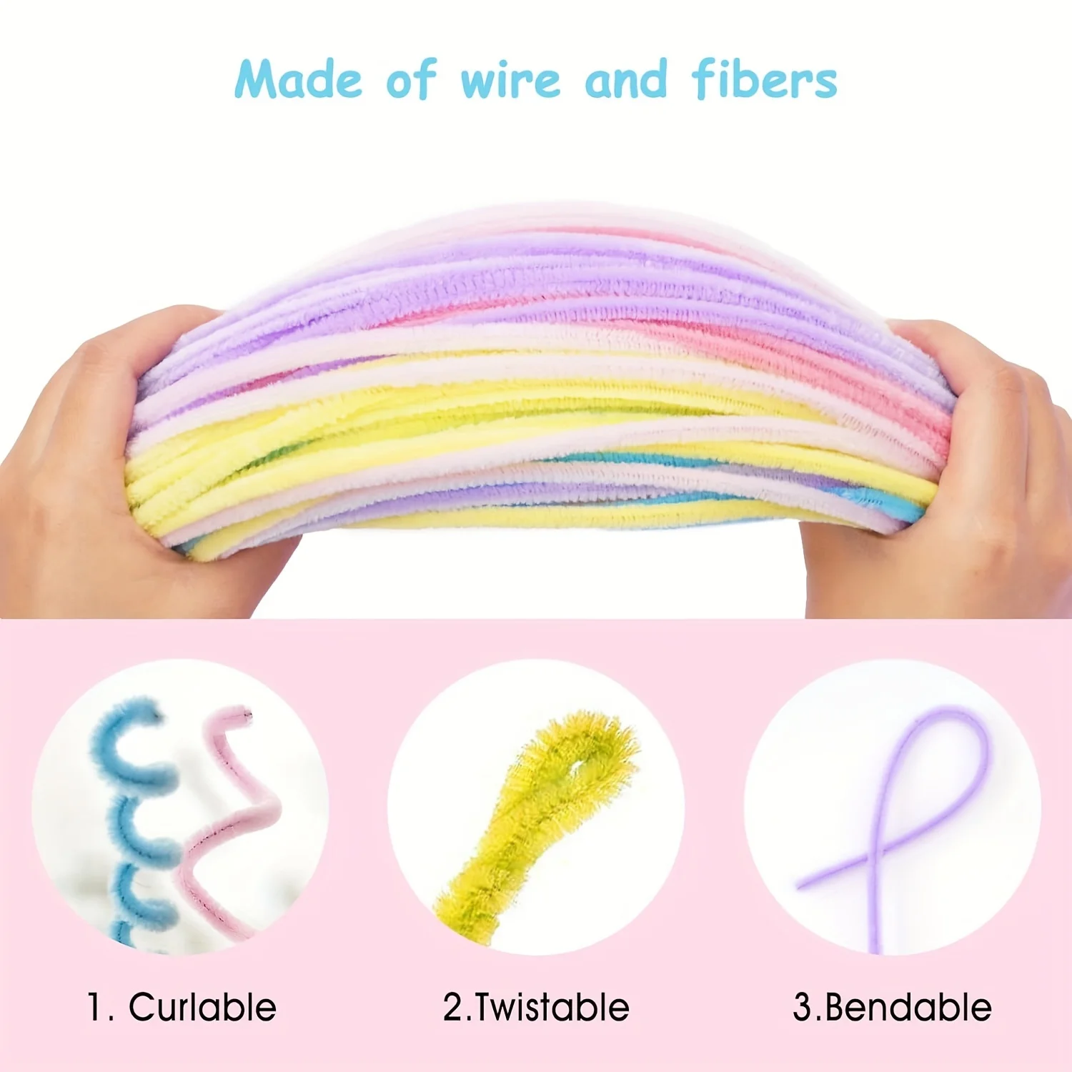 100 Pcs Multi-Color Pipe Cleaners,Pipe Cleaners for Crafts,Pipe Cleaner Crafts,Chenille Stems for Craft Kids DIY Arts Supplies