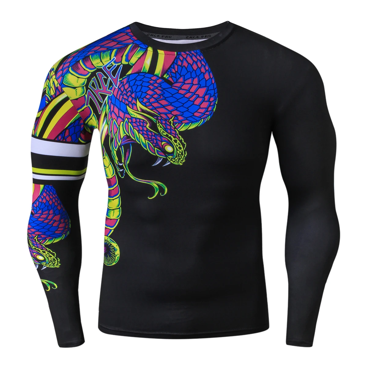 Men's T-shirt Tight Long Sleeve 3D Printed Rashguard Gym Fitness Compression Top Men's Surf Beach Clothing