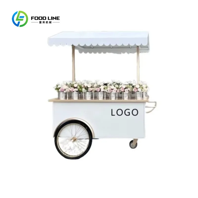 Customized Electric Type Italian Portable Hot Dog Snack Food Flower Cake Coffe Vending Cart Ice Cream Cart