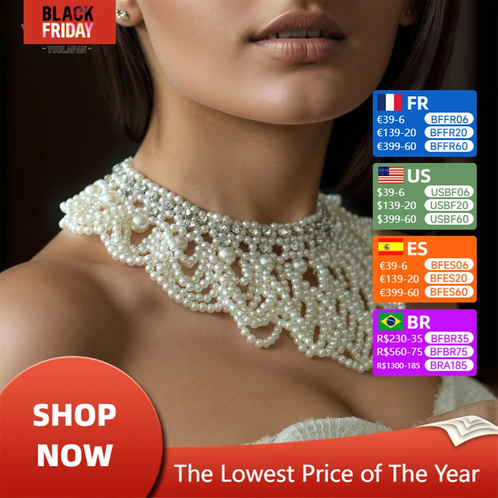 Модные ожерелья Youlapan с жемчугом, Женский многослойный чокер, роскошный «сделай сам», жемчужные цепочки для тела с бусинами, наплечный чехол для невесты VG05