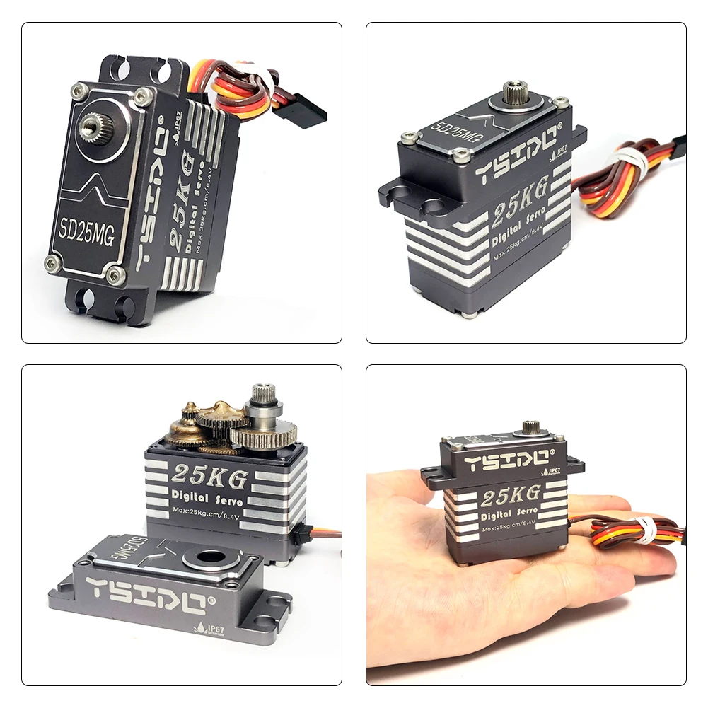 25/35 KG Digital Servo Control Angle 180 Degree IP67 Waterproof Servo Full Aluminum Case with 25T Servo Horn for 1/8 1/10 RC Car