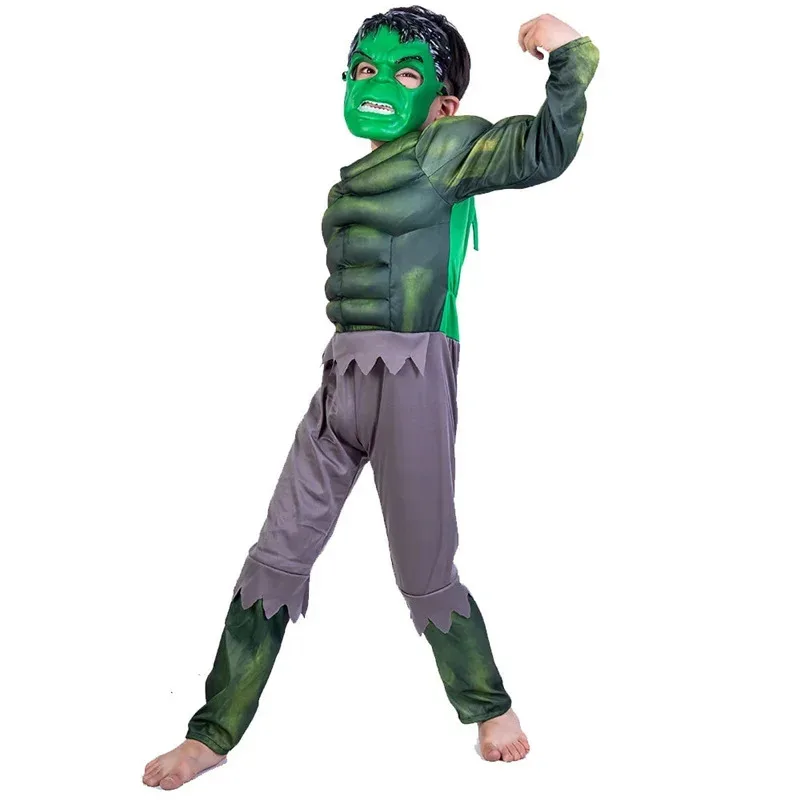 Costume da supereroe per ragazzi Film Justice Hero Green Giant Cosplay Tuta Guanti in spugna per bambini Giocattoli Regali per feste di Halloween