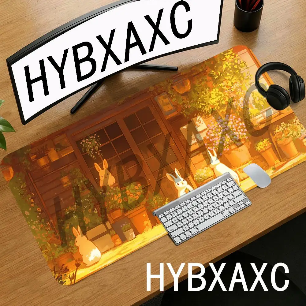 

HYBXAXC Cute Bunnies in Cozy Garden Art Mouse Pad Non-Slip Rubber Desk Mat for Gaming Keyboard Mats Large XXL Gamer Mousepad
