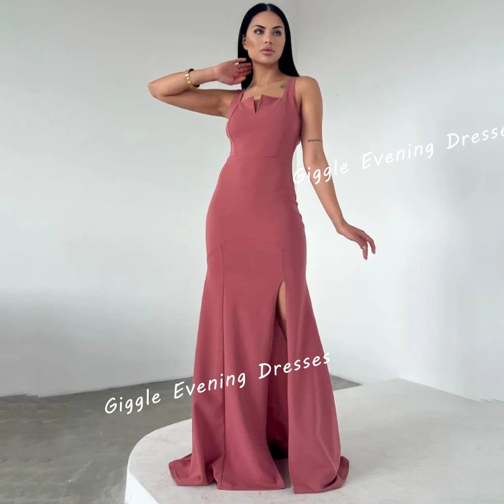 Crepe Spaghetti Strap Close-Fitting Prom Gown Saudi Arab Pretty Slit Floor-Length Chic And Elegant Evening Dress For Women 2024