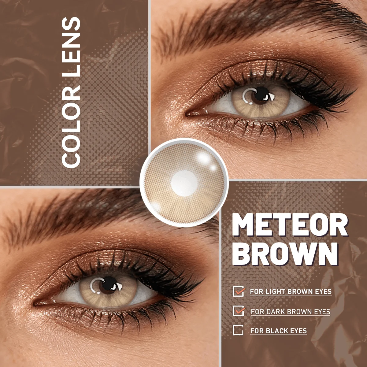 Visuashow Meteor Brown Multichrome Farbige Kontaktlinsen für Halbjährlichen Gebrauch 14,2mm Kleine Pupillen Weiche Linse für Augen-Schönheits-Make-up – Detail 17