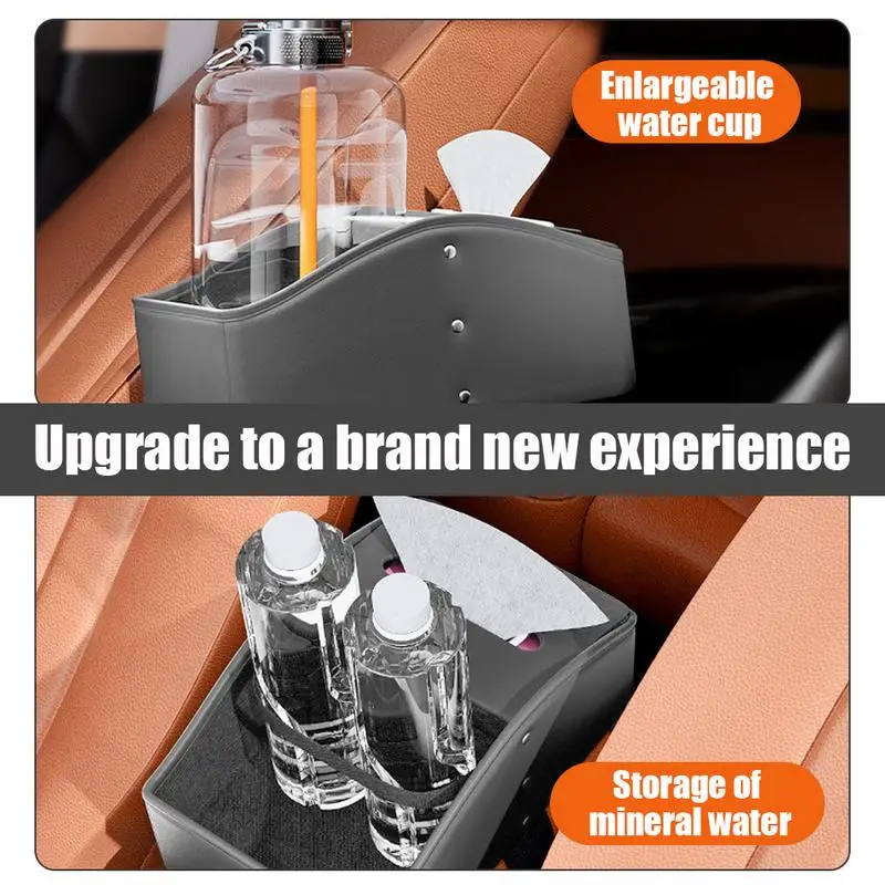 

Car Armrest Storage Box Center Console Tissue Box PU Leather Multifunctional Car Storage Box Car Armrest Box Elegant Solution