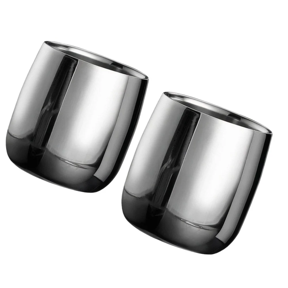 2Pcs 316 Stainless Steel Double Wall Coffee Cups 140ml Insulated Unbreakable Drinking Cups Reusable Retain Mug For Home Office