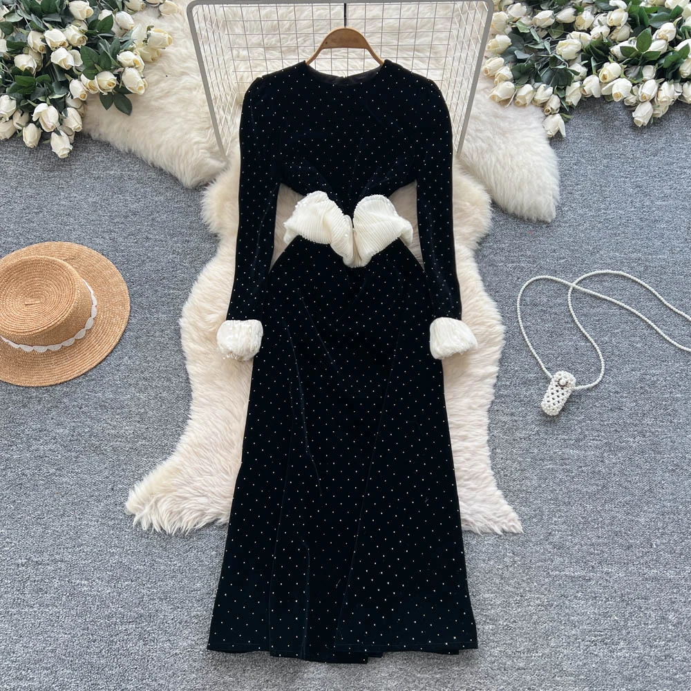 Chic vintage Sexy sequin rhinestone Fairy Vacation Long dress Women Boho Sundress ceremony dresses