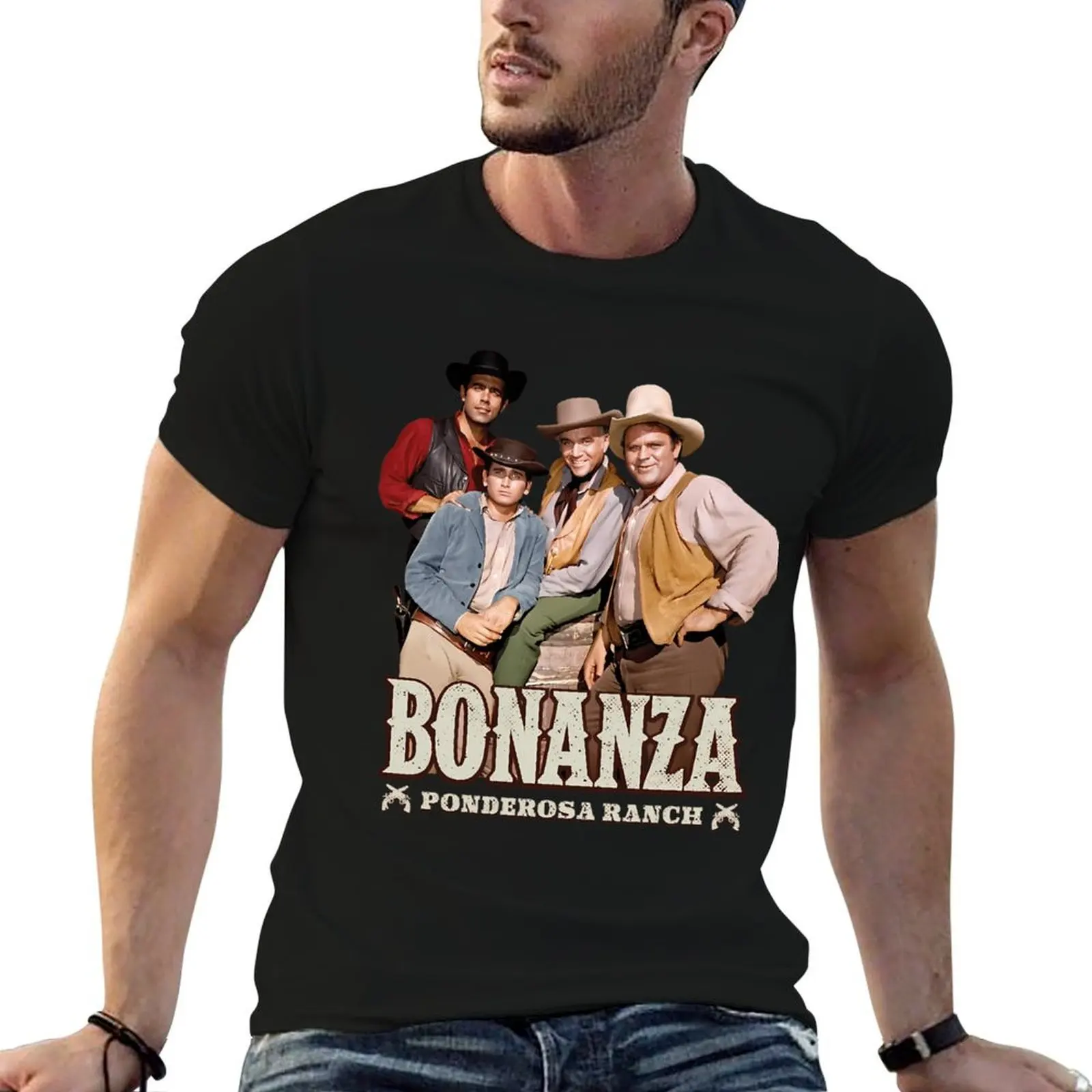 

BONANZA / PONDEROSA RANCH T-Shirt man t shirt graphic t shirt men 100% cotton luxury brand t shirts for man slim fit T-shirt