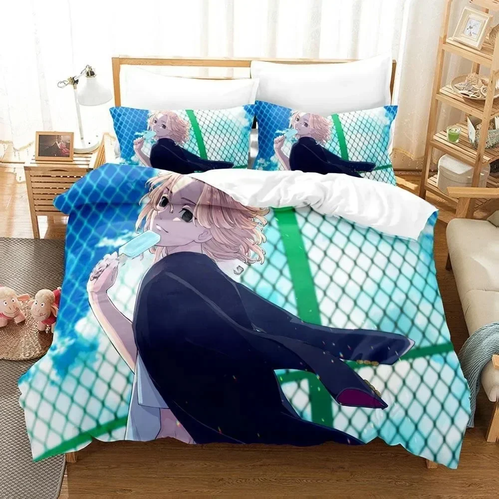 New 3D Anime Tokyo Revengers Bedding Set Printed Bed Set With Pillowcase Bed Duvet Cover Soft Queen King Size Bedclothes Home