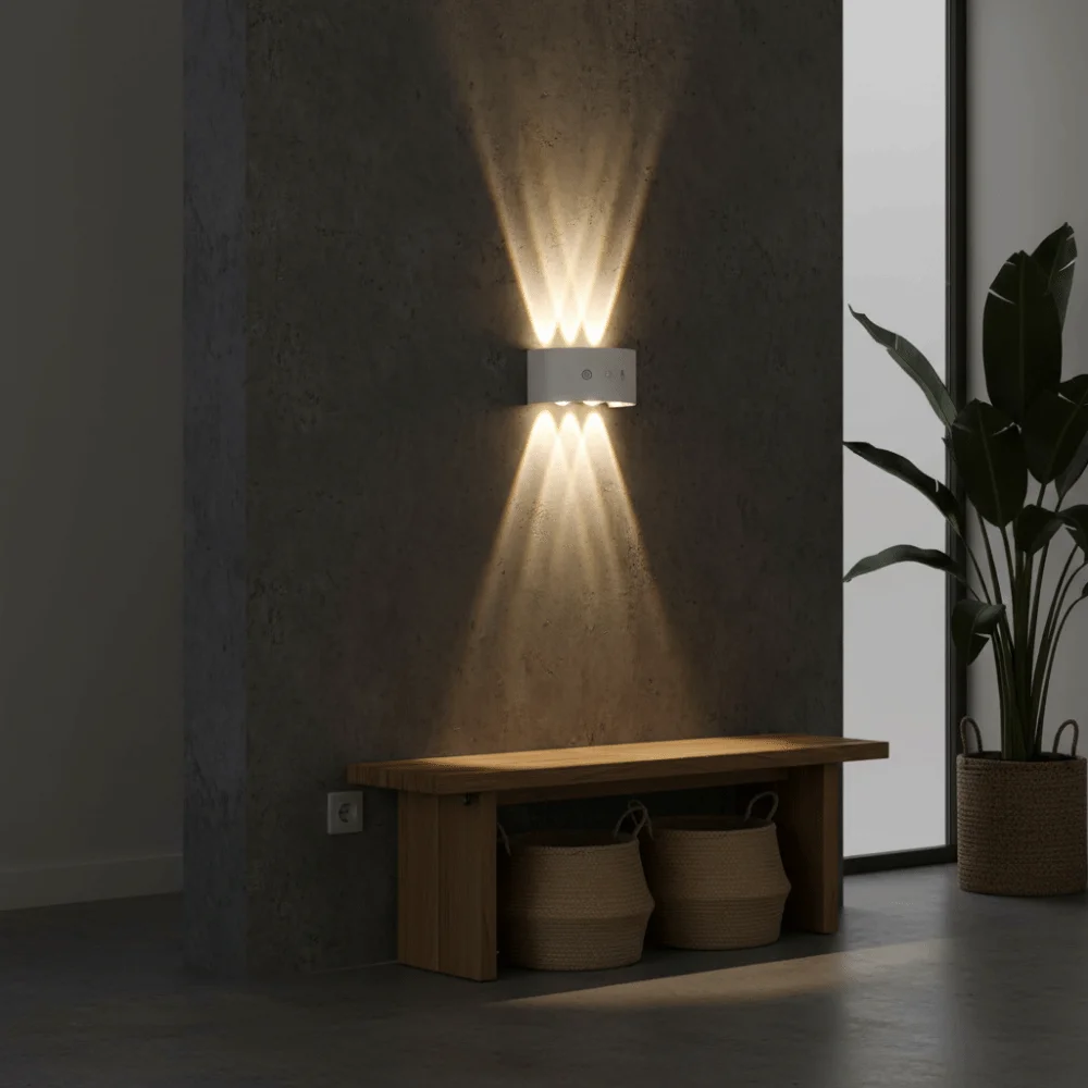 Dual Up Down Lighting PIR Motion Sensor Wall Lamp 3 Color Light Rechargeable LED Wall Light Modern Design Waterproof