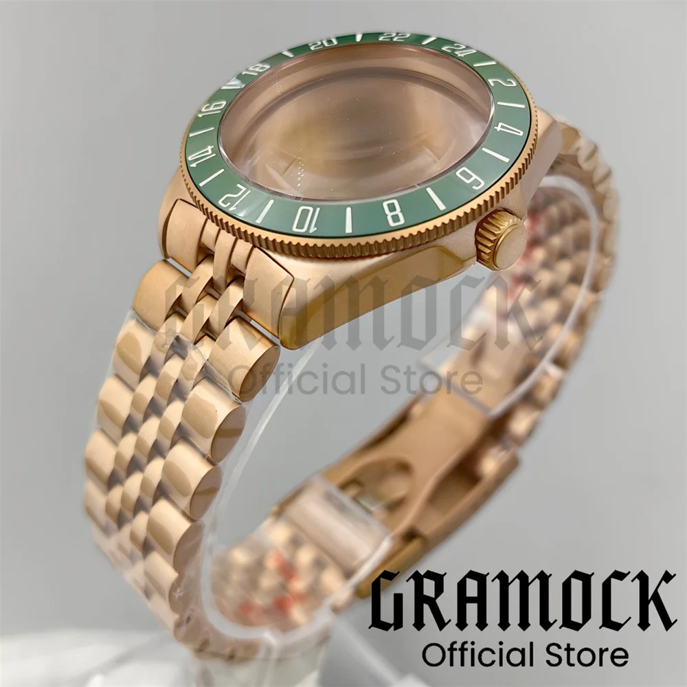 10ATM FX-Diving Rose Gold Tactical Frog Watch Case Luminous Bezel For NH35 NH36 ETA2824 2836 PT5000 Men's Watch Jubilee Bracelet