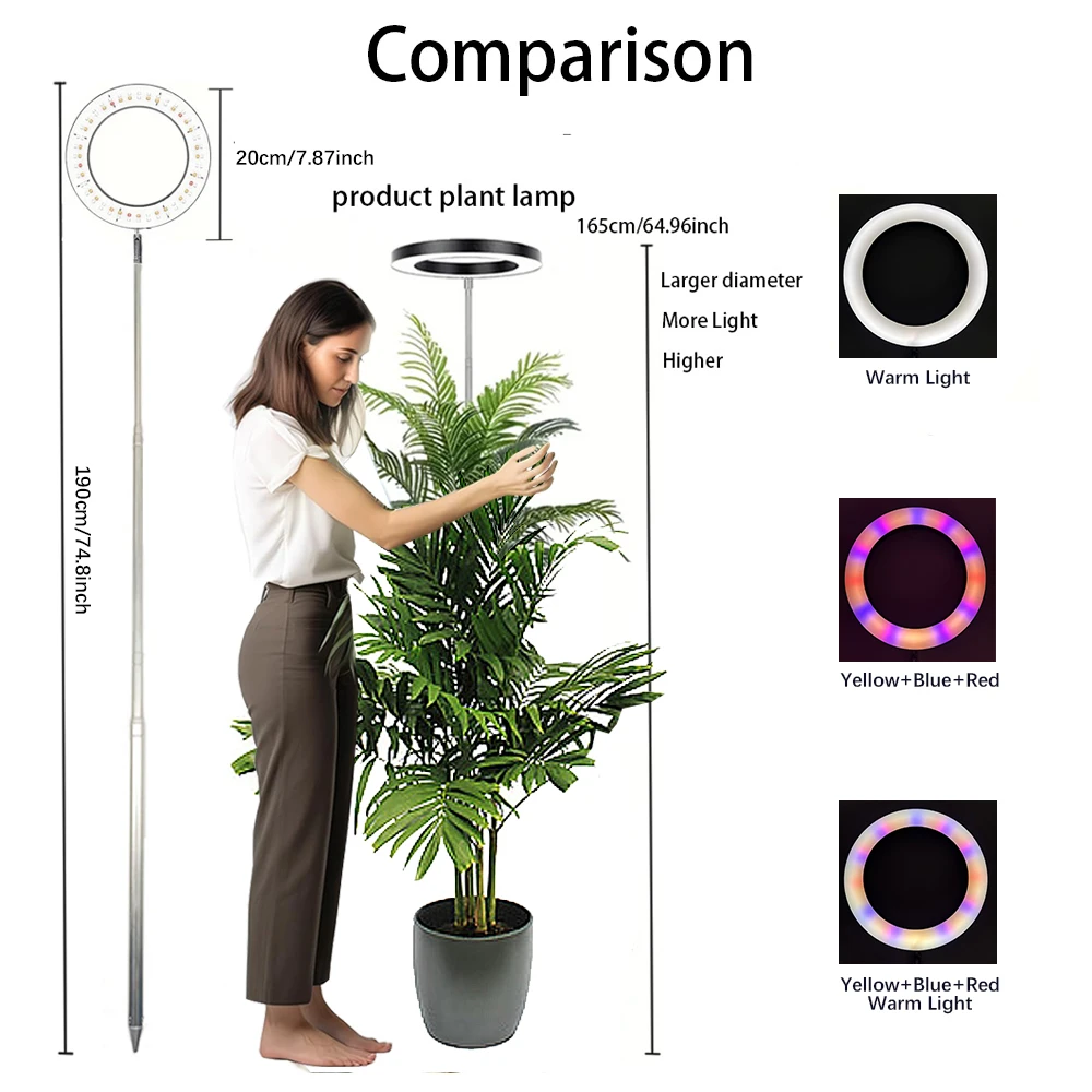 ارتفاع 165 سم قابل للتعديل LED داخلي كامل الطيف ضوء نمو النبات ثلاثة ألوان درجة الحرارة 3/9/12 مؤقت مناسب للخطة الكبيرة #2
