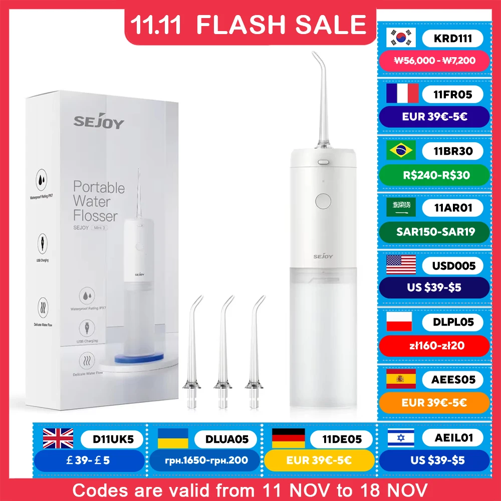 SEJOY Oral Irrigator Electric Water Flosser For Teeth Dental Oral Irrigator Portable Rechargeable Portable Teeth Cleaner