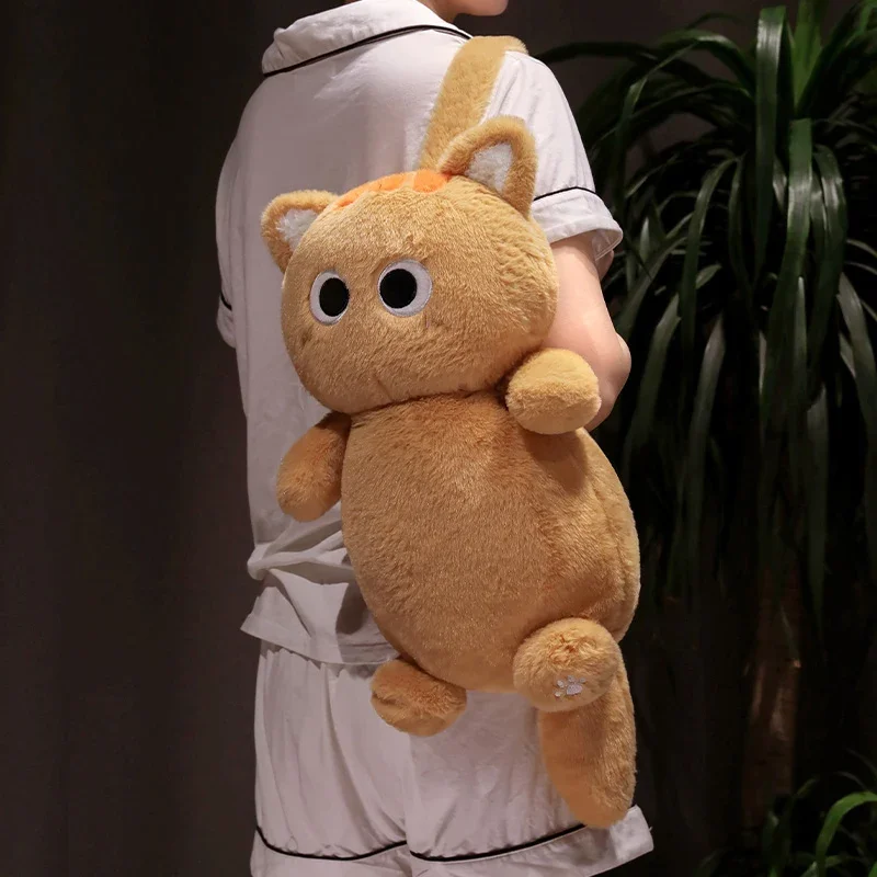 Sac à dos en peluche chat de dessin animé mignon et amusant, Kawaii, grande capacité, poupée en peluche, cadeaux pour amis, sac à dos de voyage