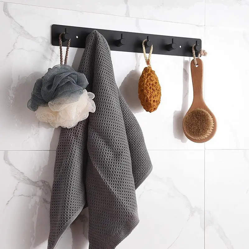 Stainless Steel Self Adhesive Hooks Sticky Wall Door Multiple Hooks Robe Tea Towel Rustproof Towel Rack Clothes Coat Hanger