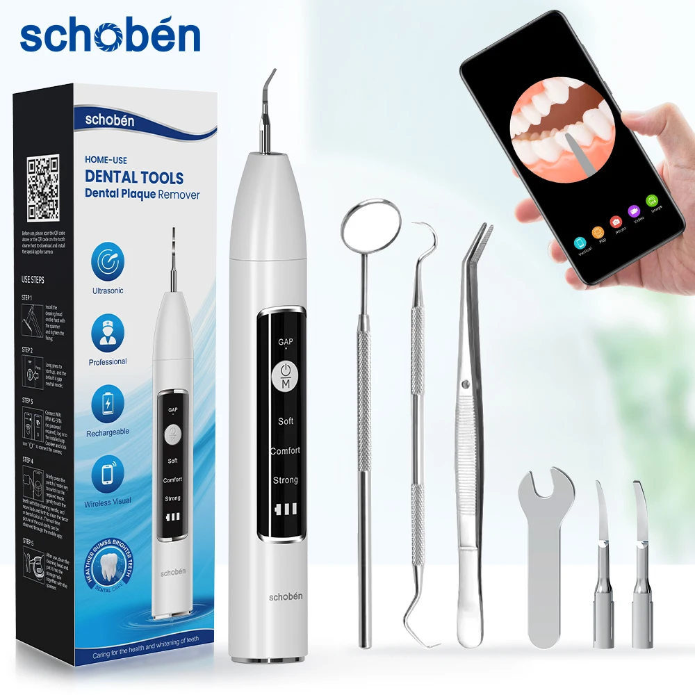Schoben Ultrasonic Dental Scaler With Camera Visual Electric Sonic Teeth Plaque Cleaner For Teeth Tartar Stain Calculus Remover