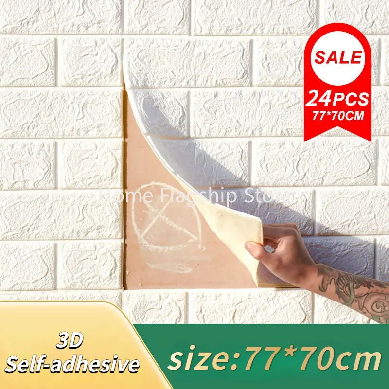 

8/12/24PC 3D Self-adhesive Waterproof foam anti-brick Wall Facing Wallpaper Living Room Bedroom Brick Paper Home Decoration 2024